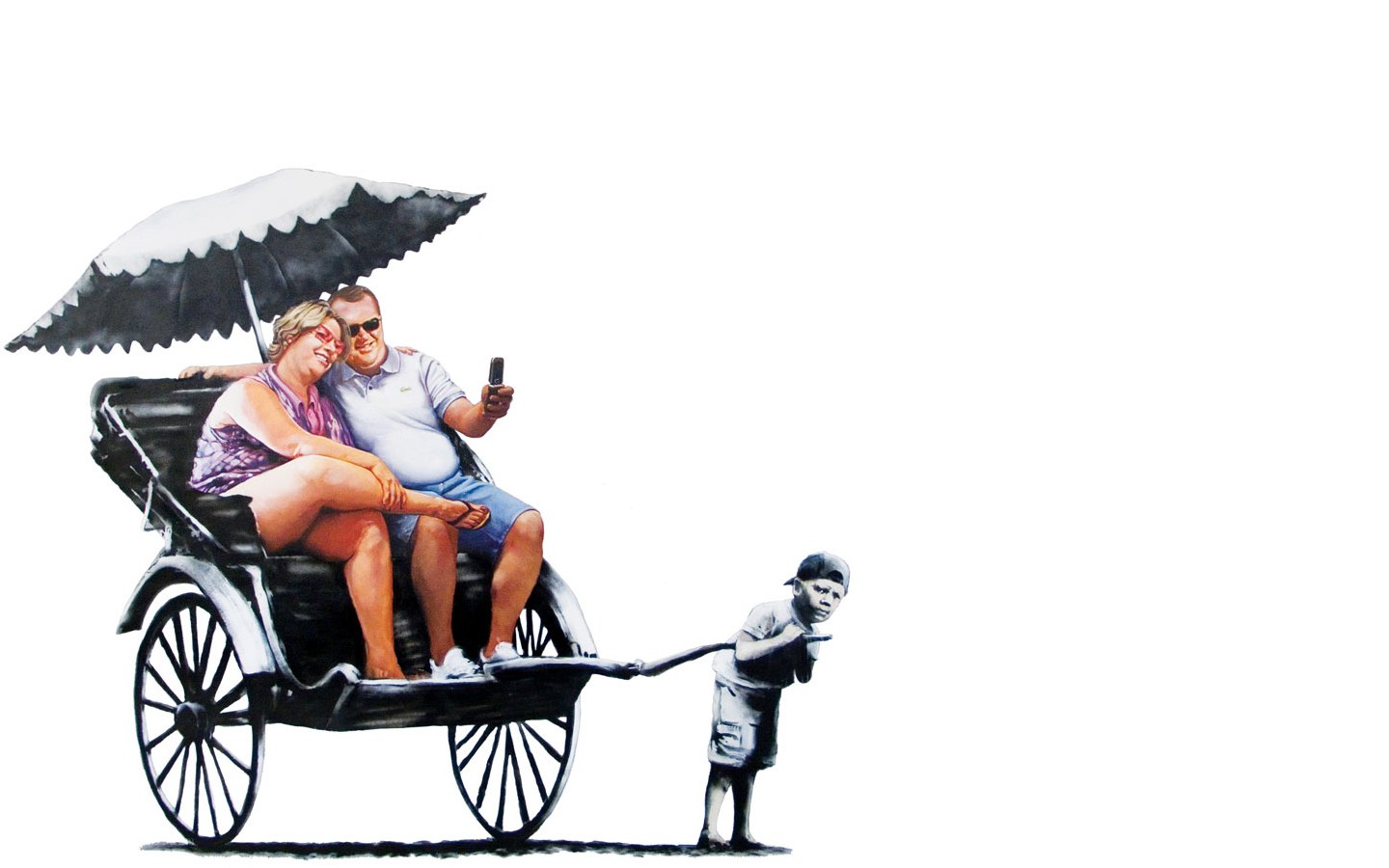 Tourists in a rickshaw