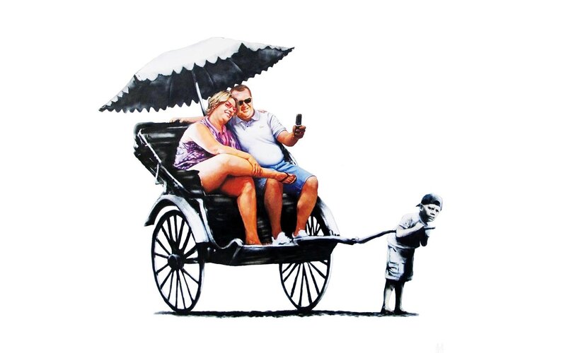Tourists in Rickshaw