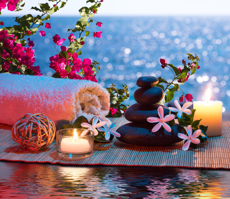 Towel and Candles on Mat