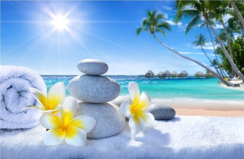 Towel and Stones on Beach