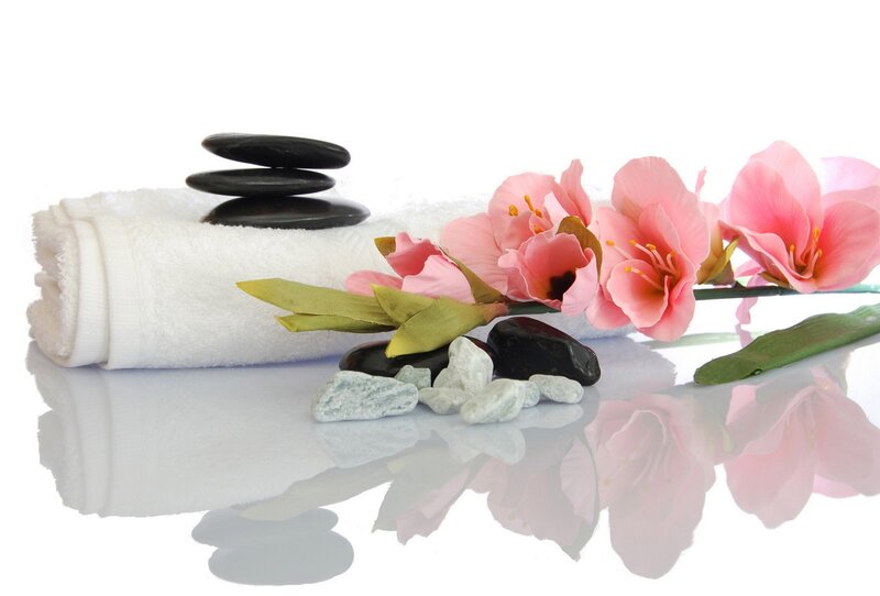 Towel with Stones and Flowers