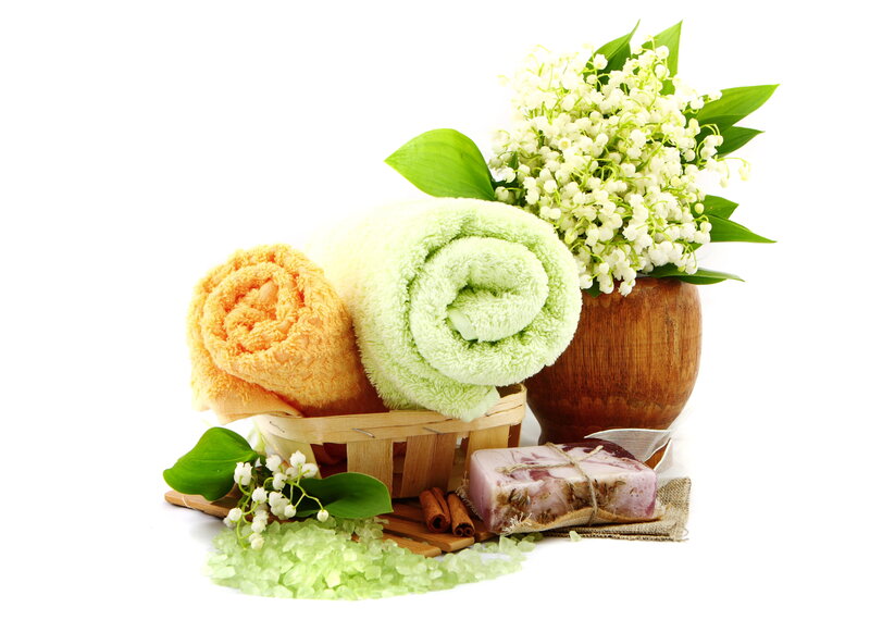 Towels and Flowers in Basket