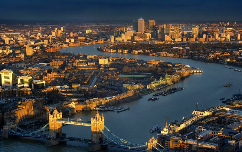 Tower Bridge and London Skyline — Blue