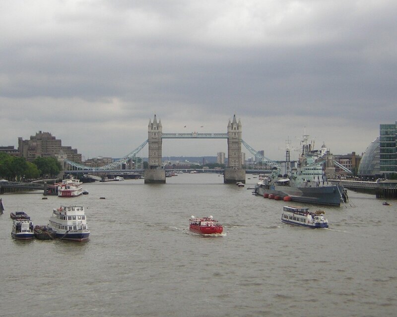 Tower Bridge and River — Gray