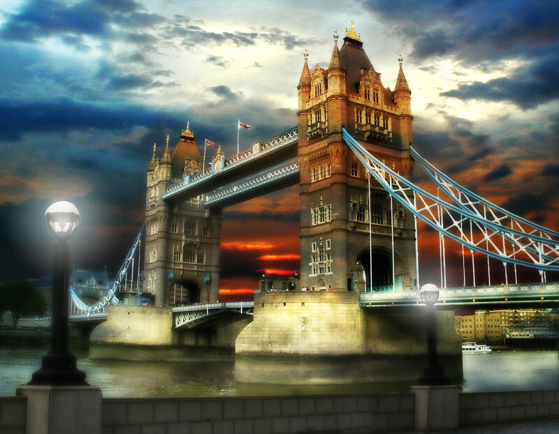 Tower Bridge at dramatic sunset