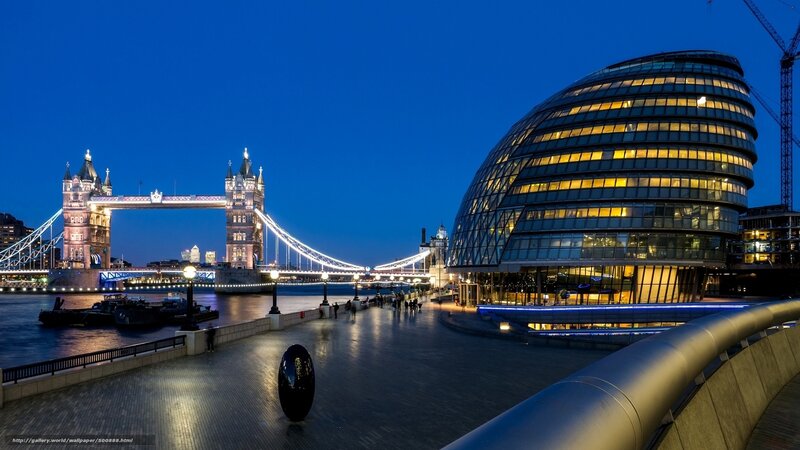 Tower Bridge at Dusk — Blue, Calm, Night