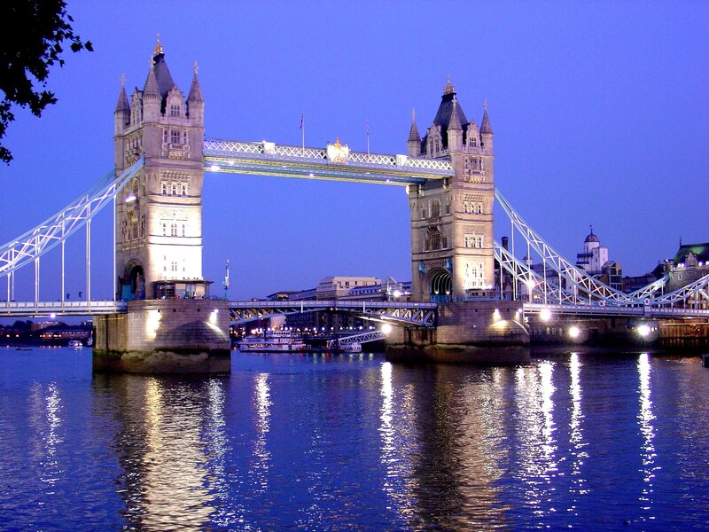 Tower Bridge at Dusk — Blue, Calm