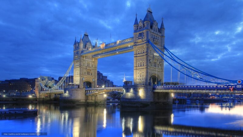 Tower Bridge at Dusk — Blue, Dramatic, Night, Photograph, River