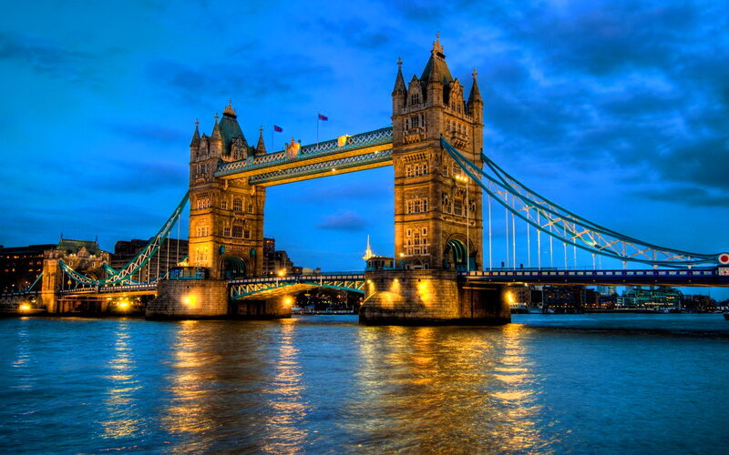Tower Bridge at Dusk — Blue, Dramatic