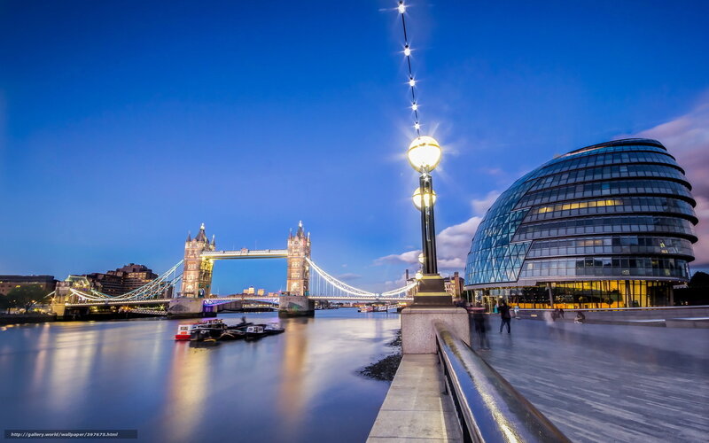 Tower Bridge at Dusk — Blue, Serene, Night, Photograph, River Thames