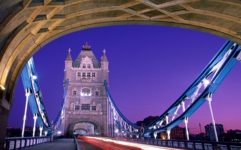 Tower Bridge at Dusk — Purple, Dramatic, Night
