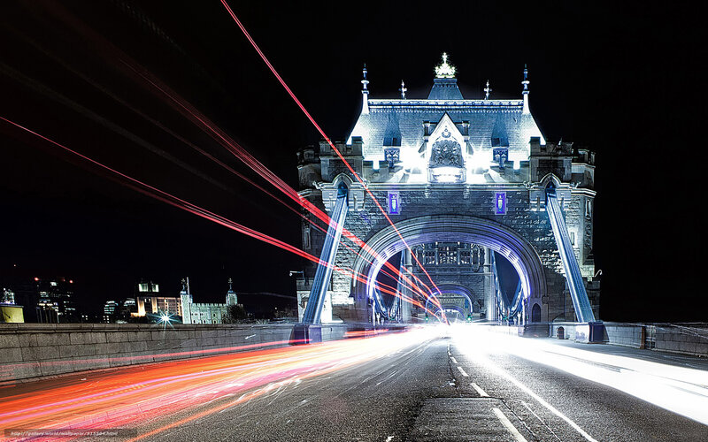 Tower Bridge at Night — Black, Dramatic, Photograph, Lights, Cityscape