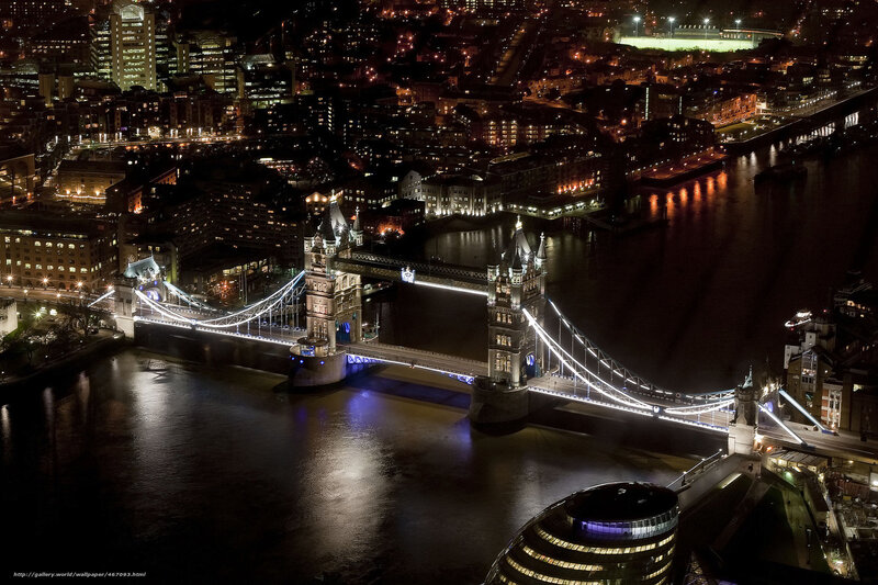Tower Bridge at Night — Black, Dramatic, Photograph, River, Cityscape, Buildings
