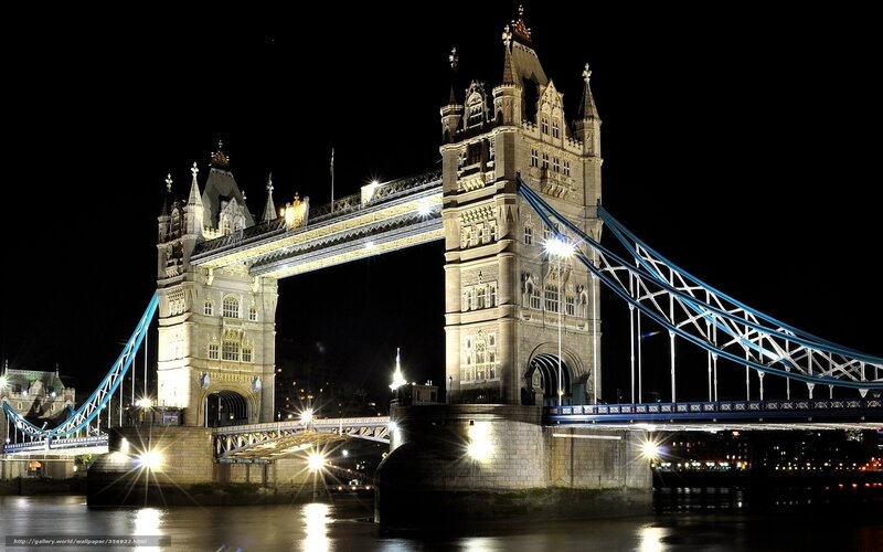 Tower Bridge at Night — Black, Dramatic, Photograph, River, Lights