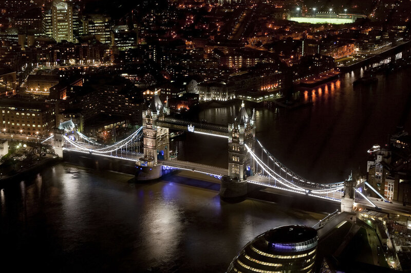 Tower Bridge at Night — Black, Dramatic, Photograph, River