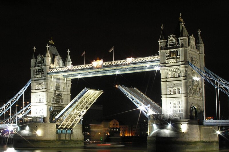Tower Bridge at Night — Black, Dramatic