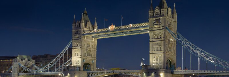 Tower Bridge at Night — Blue, Dramatic, Photograph, London Skyline, River