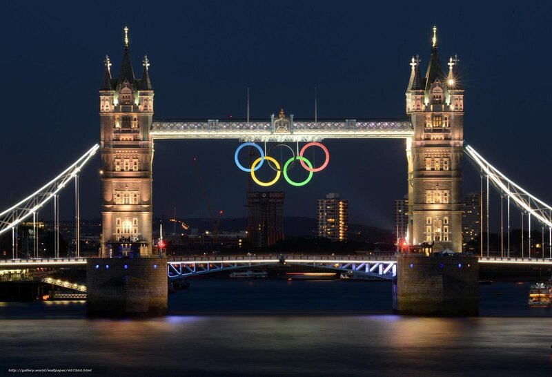Tower Bridge at Night — Blue, Dramatic, Photograph, Olympic Rings, River