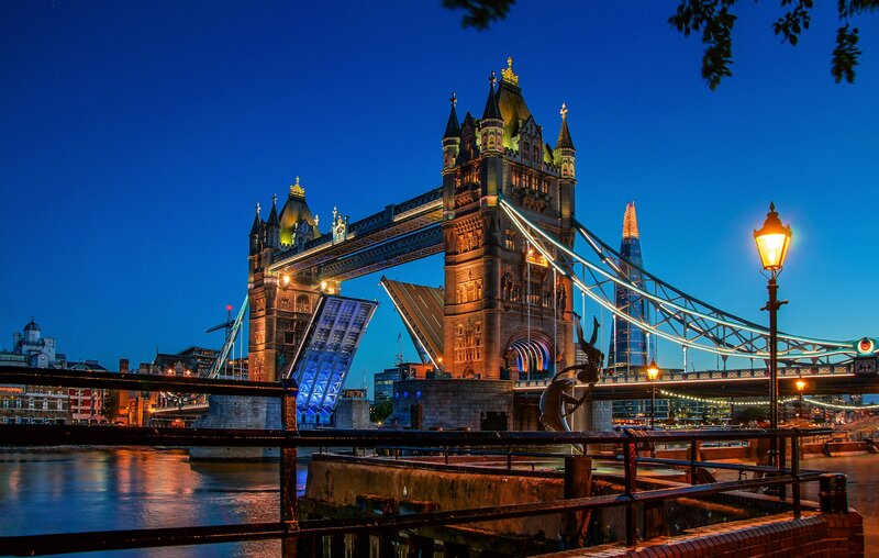 Tower Bridge at Night — Blue, Dramatic, Photograph, the Shard, River, Street Lamp