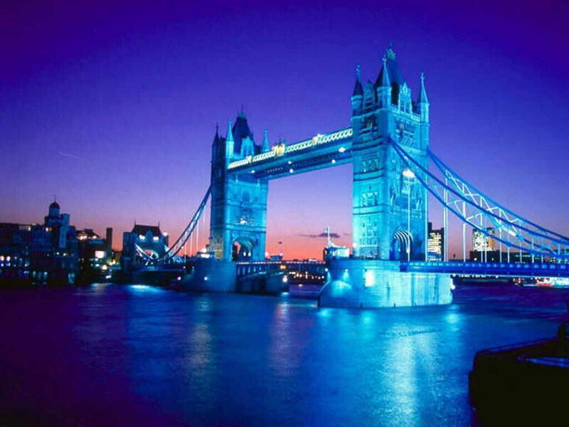 Tower Bridge at Night — Blue, Dramatic, Photograph