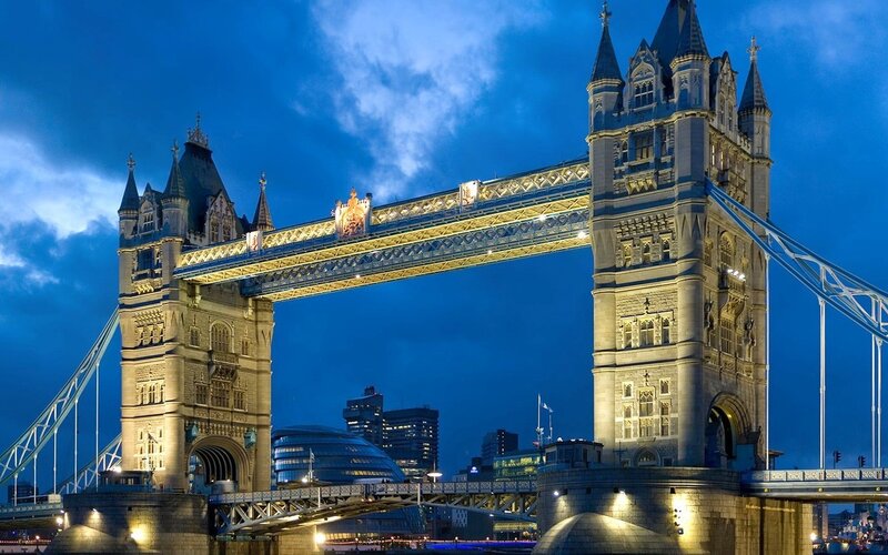Tower Bridge at Night — Blue, Dramatic