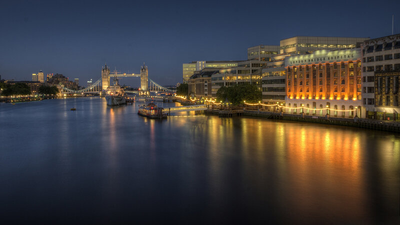 Tower Bridge at Night — Blue, Serene, Photograph