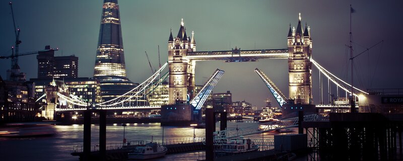 Tower Bridge at night in London