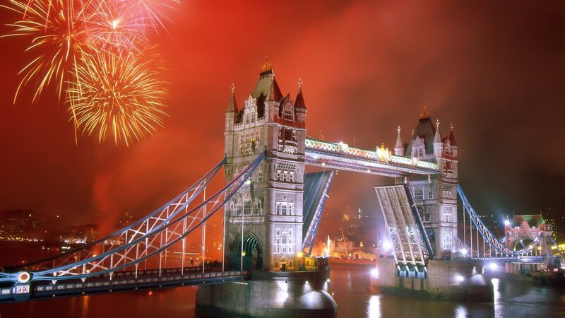 Tower Bridge at Night — Red, Celebratory