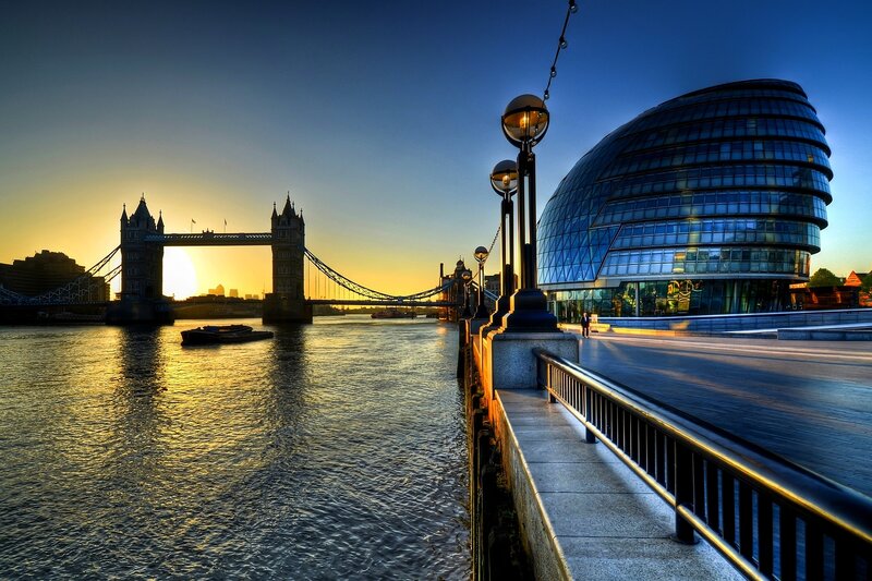 Tower Bridge at Sunset — Blue, Dramatic, Photograph, River