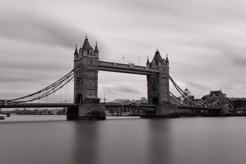 Tower Bridge in London — Black, Dramatic, Photograph