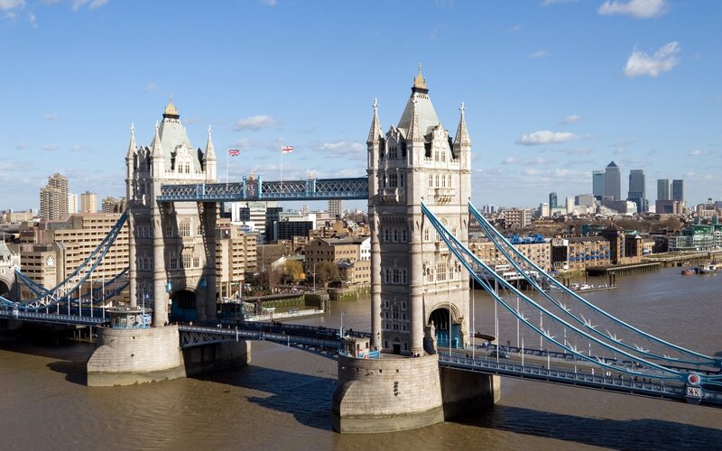 Tower Bridge in London — Blue, Clear