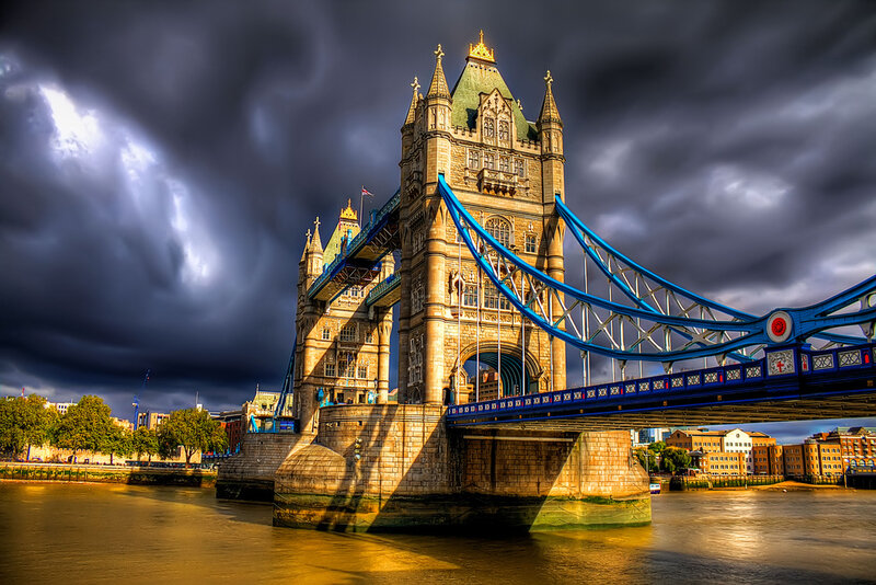 Tower Bridge in London — Blue, Dramatic