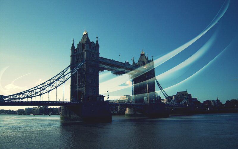 Tower Bridge in London — Blue, Serene, Afternoon, Photograph, River
