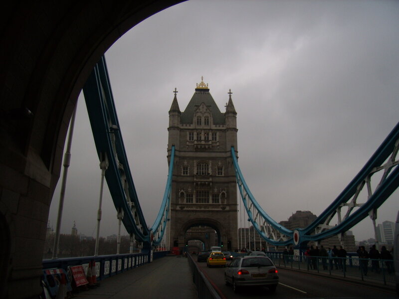 Tower Bridge in London — Gray, Overcast
