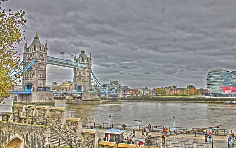 Tower Bridge in London — Gray