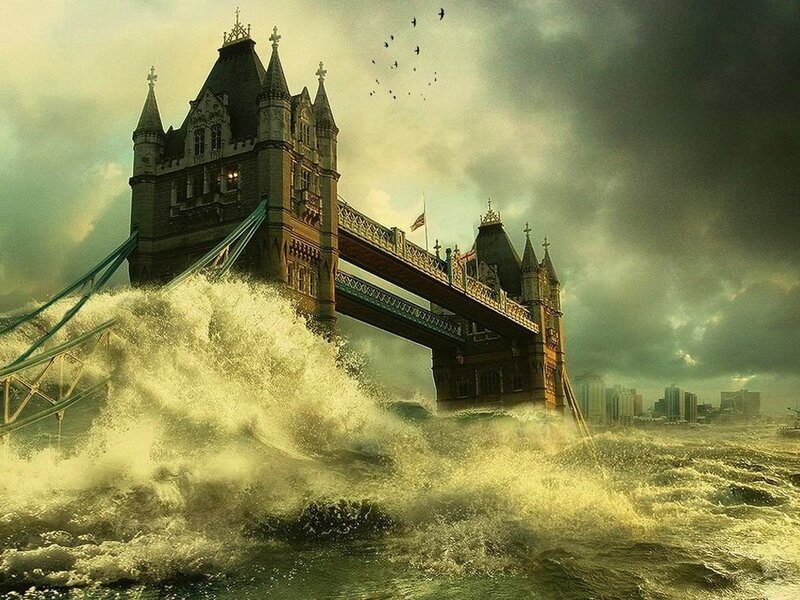 Tower Bridge in Storm — Green, Dramatic