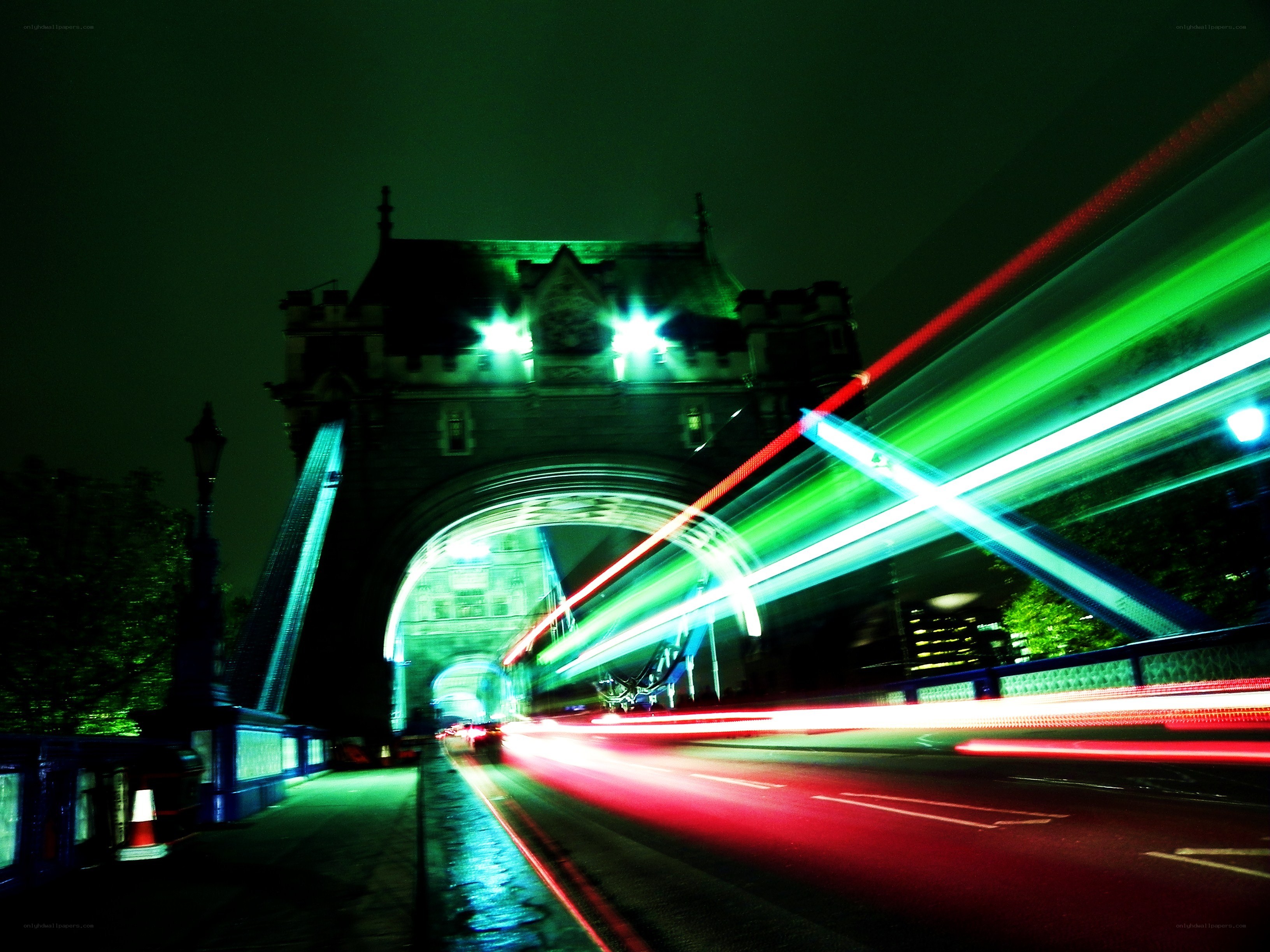Tower Bridge light trails at night