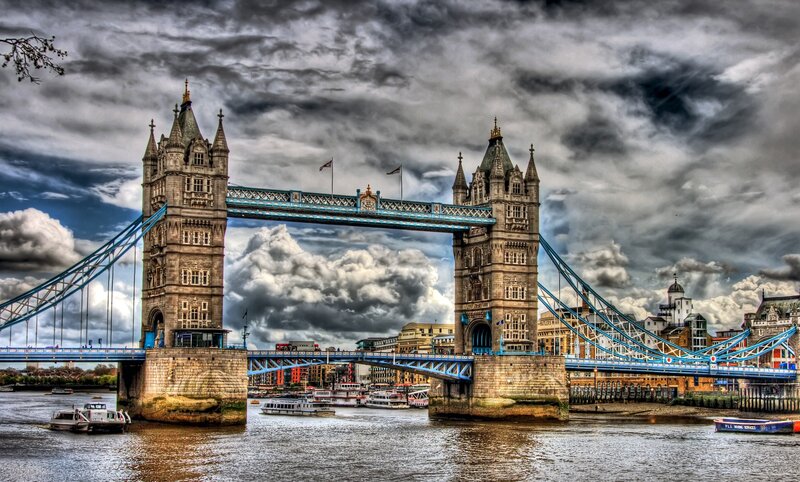 Tower Bridge under dramatic sky