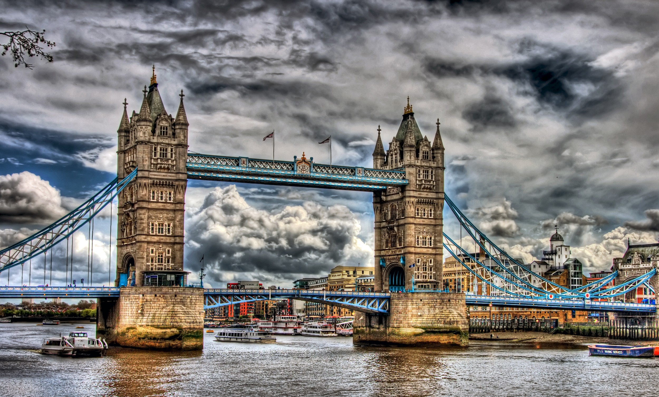 Tower Bridge under dramatic sky