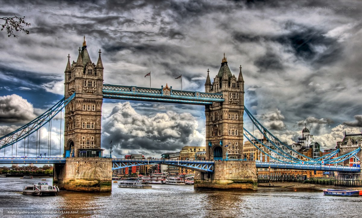 Tower Bridge under stormy sky