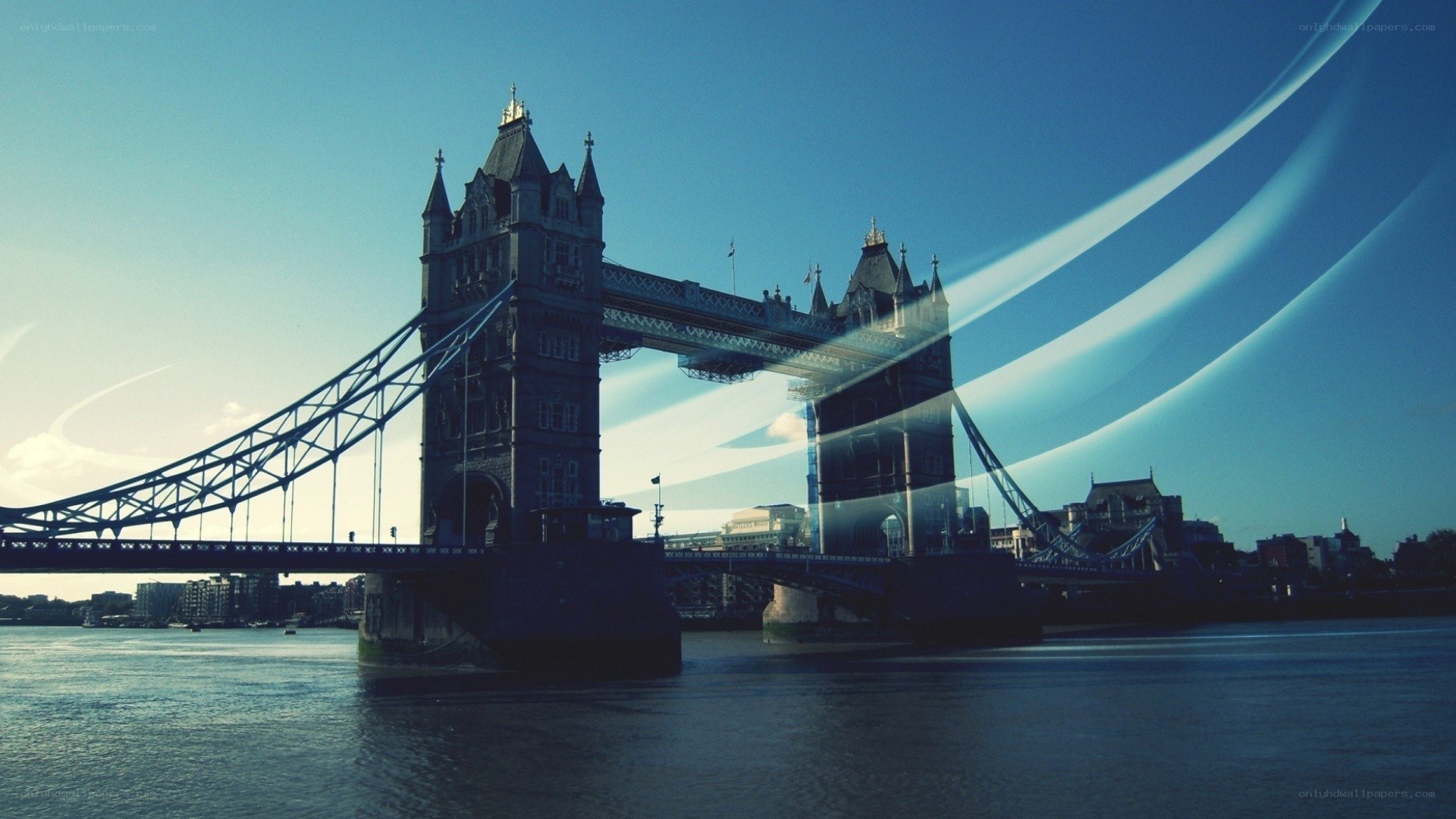 Tower Bridge with light trails