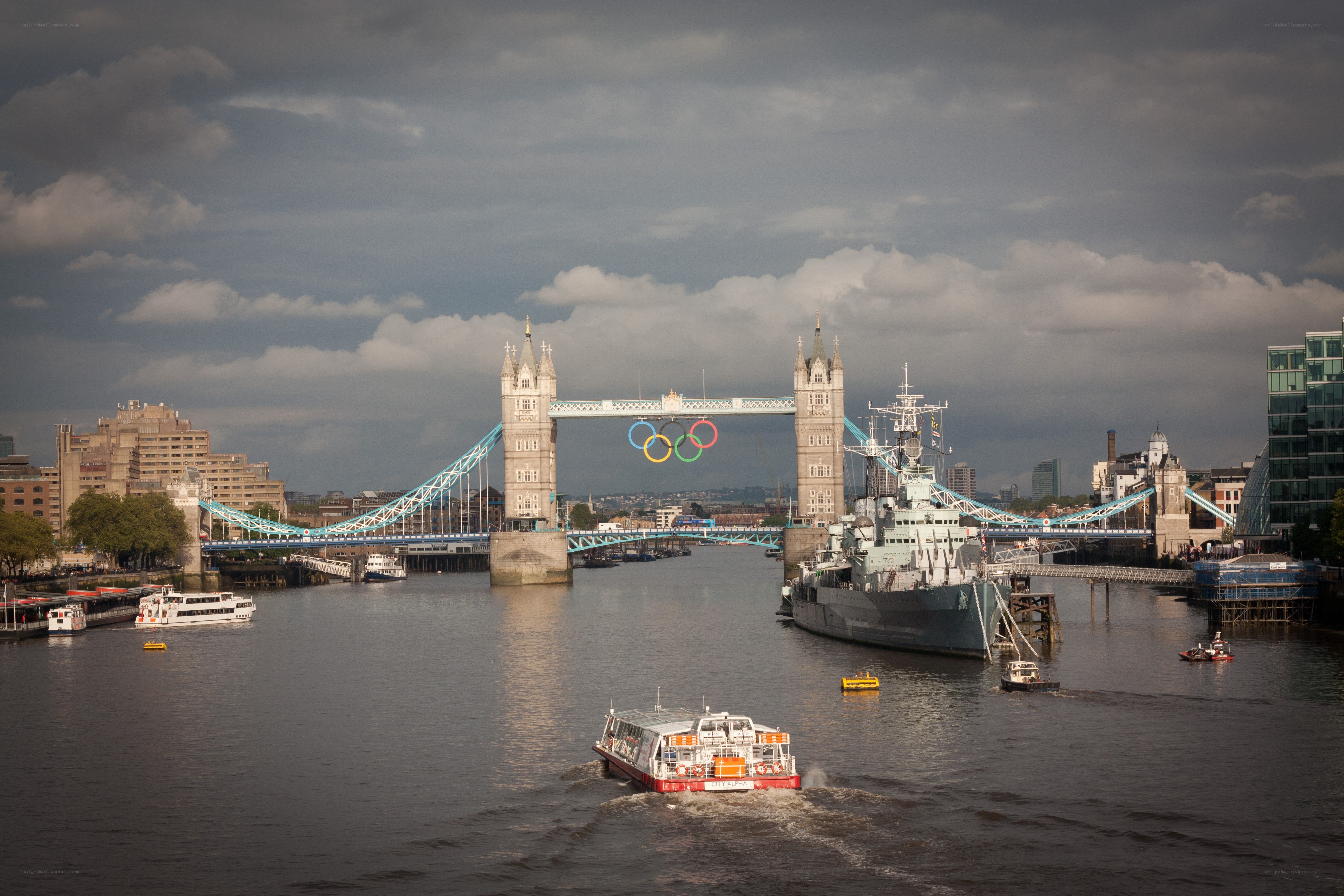 Tower Bridge with Olympic rings