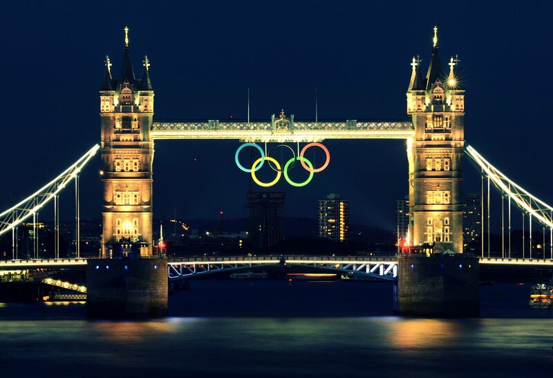 Tower Bridge with Olympic rings