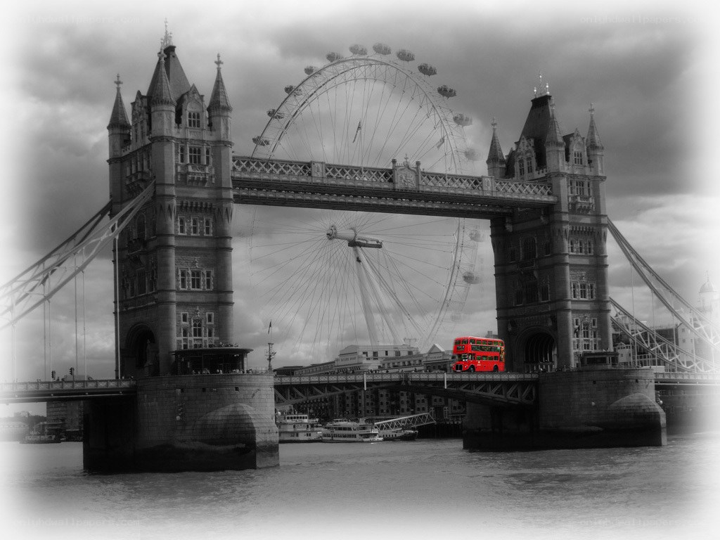 Tower Bridge with red bus