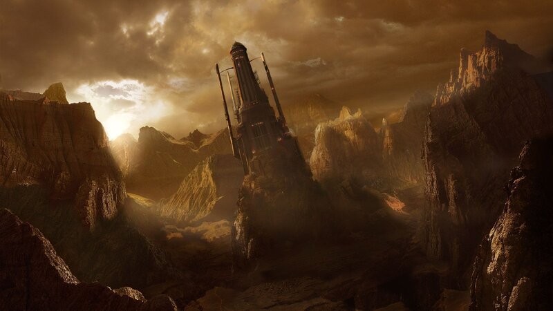 tower in a rocky canyon