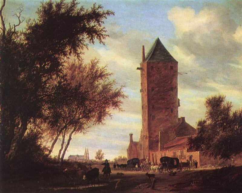 Tower in Village Scene