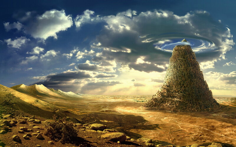Tower of Babel — Blue, Dramatic, Afternoon