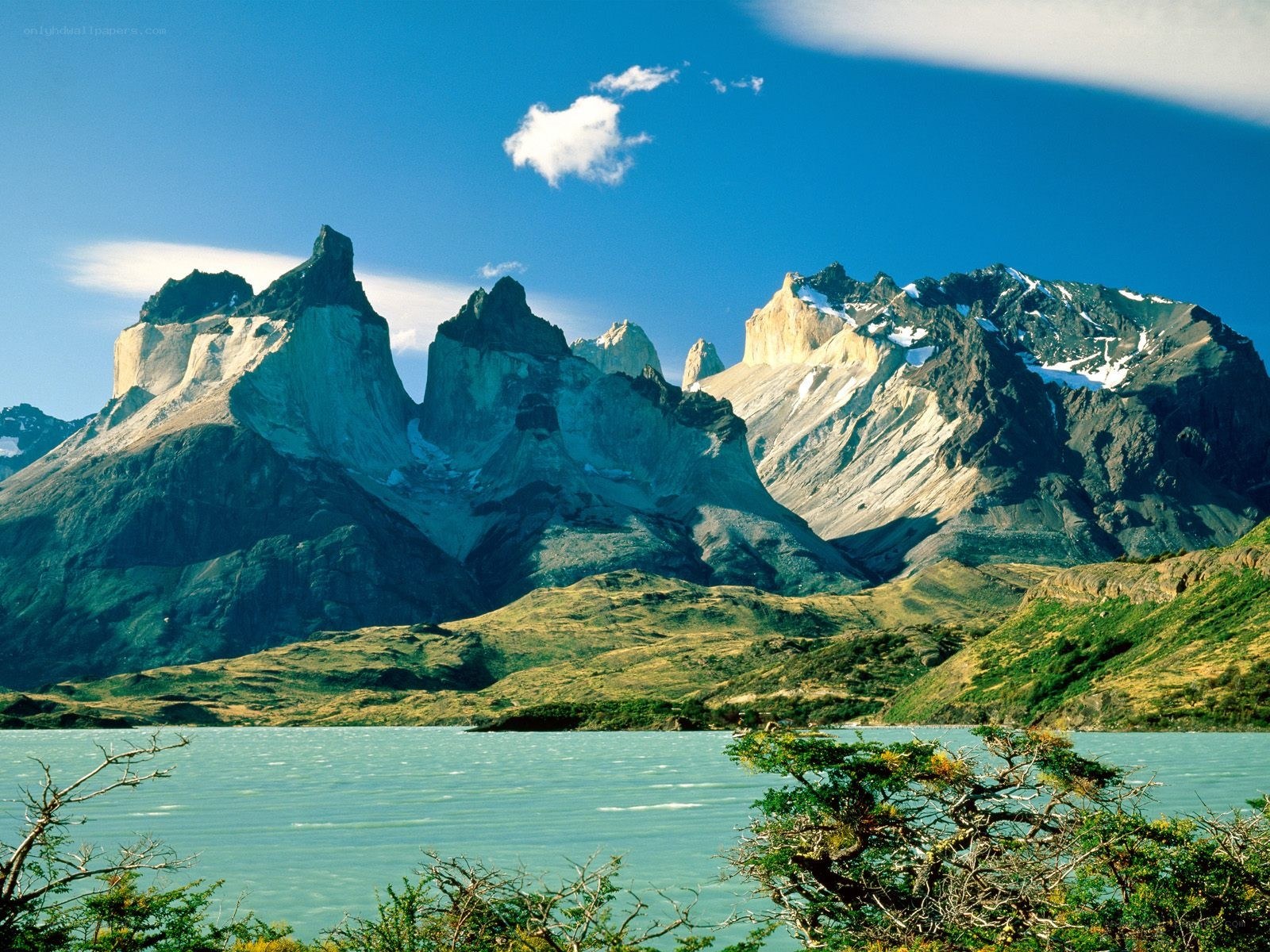 Towering peaks over a serene lake