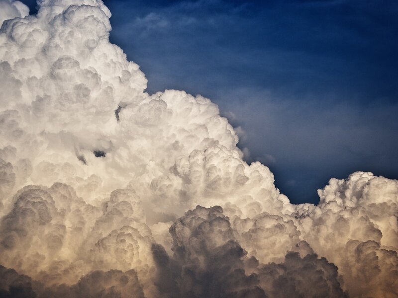 towering storm clouds