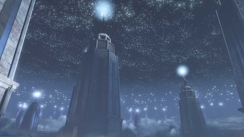 Towers in Cloudy Sky